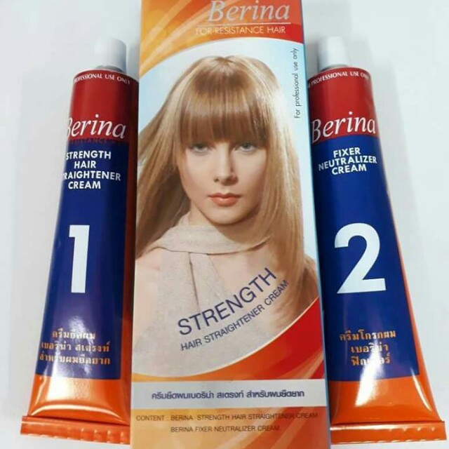 berina hair straightening cream cara guna