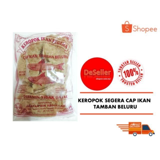 KEROPOK IKAN SEGERA CAP IKAN TAMBAN/SEDAP/RANGUP/DIJAMIN 