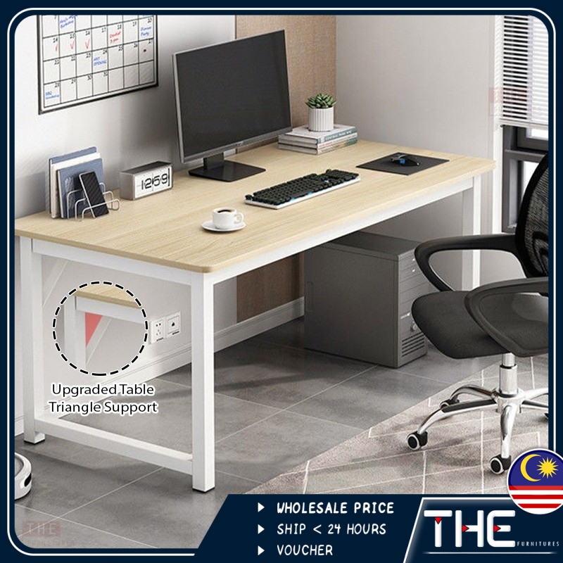 The Home Office Table Computer Desk Modern Design Simply Style Mdf L100 120 X W60 X H72cm L140 X W70 X H72cm Shopee Malaysia