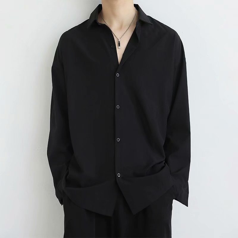 MOLLGE Black Shirt Men Long sleeved Shirt Korean Style Trendy Jacket ...