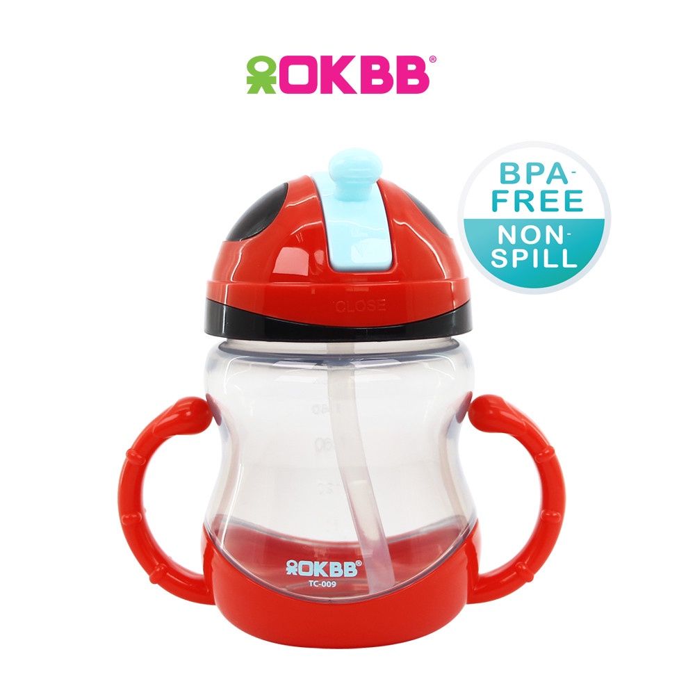 OKBB Baby 300ml Drinking Water Bottle Cup with Straw Double Ears Cup Feeding Essentials TC009_1
