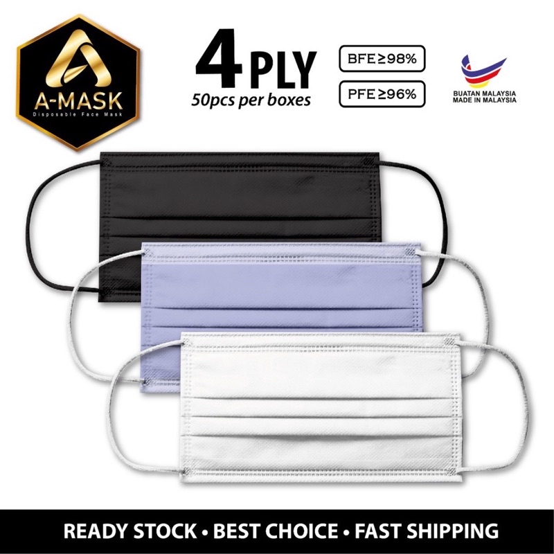 [A MASK] 4ply Double Filter A-Mask Adult / Children / Dewasa / Kanak / Face Mask 3 Ply / Earloop / Headloop / Hijab