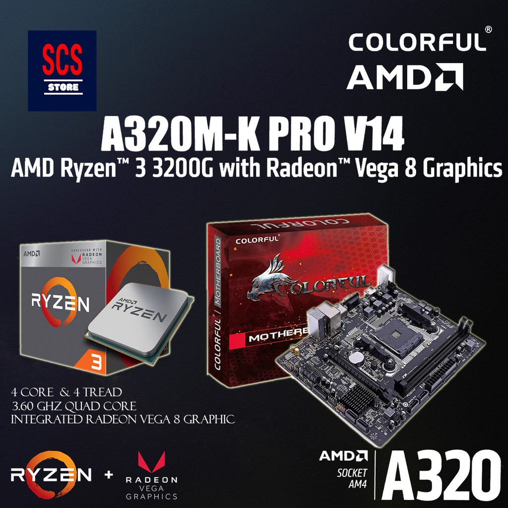 Amd Ryzen 3 30g 3 6ghz Colorful A3m K Pro V14 Ddr4 Am4 Motherboard Shopee Malaysia