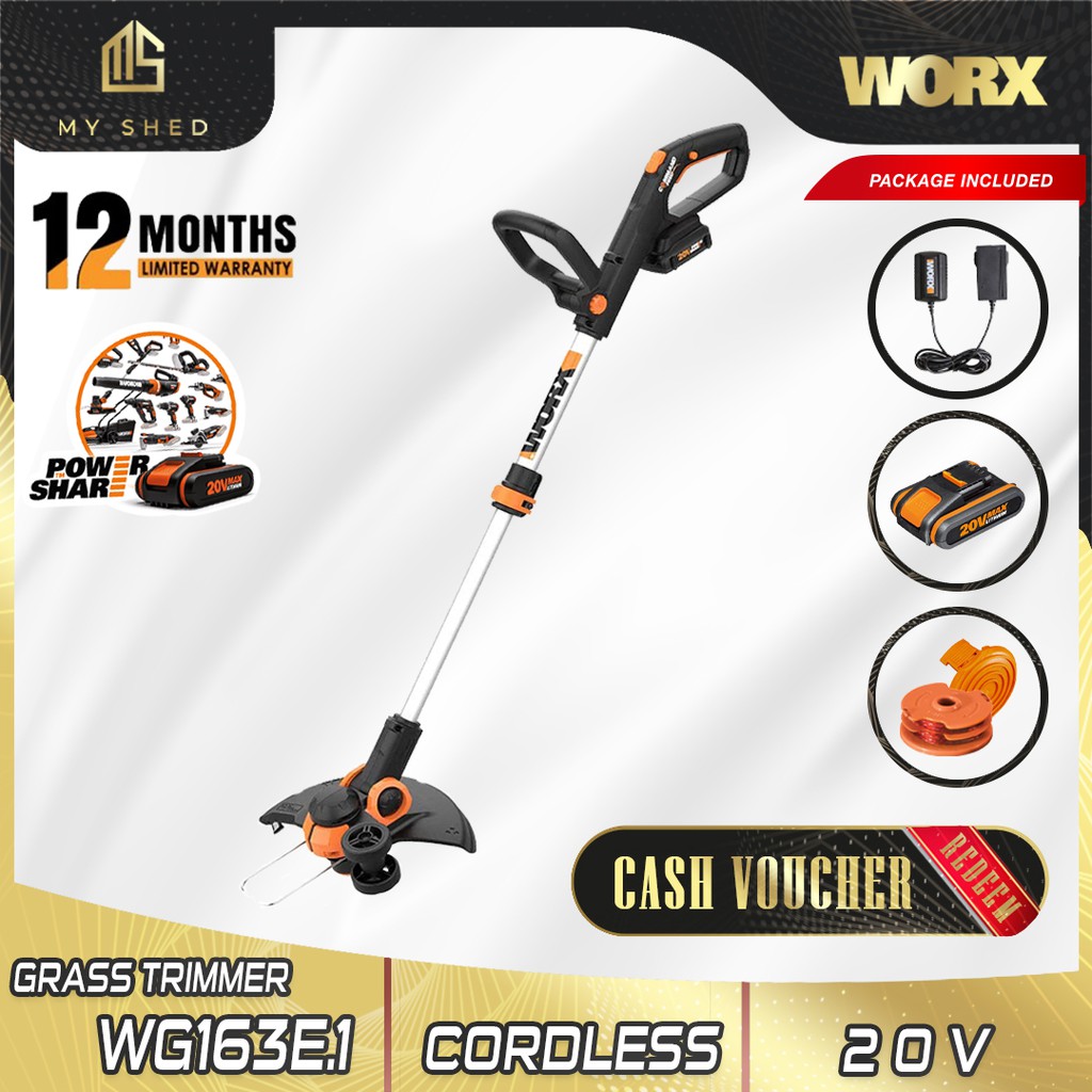 WORX WG163E 20V Cordless LithiumIon Cordless Grass Trimmer ( WG163