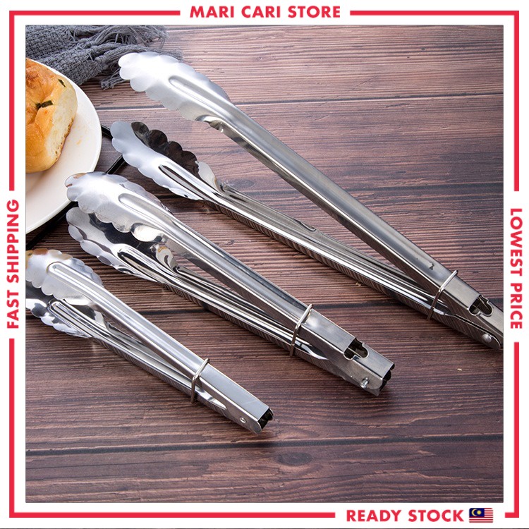 Stainless Steel Tong Food Clip BBQ Tongs Tweezer Penyepit Makanan Cooking Tongs Utensil Kitchen Bar Grill Steak Cooking