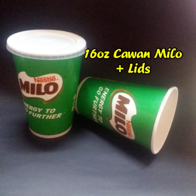 16oz Cawan Milo dengan penutup (100pcs+-) - 16oz MILO CUP with lids READY STOK