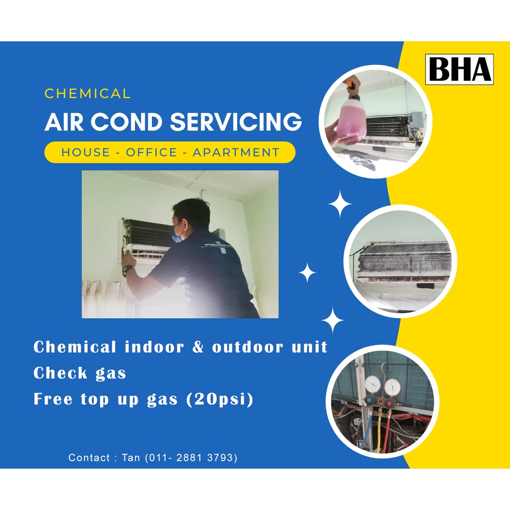 Aircond Cleaning Service Chemical Cleaning For Wall Type Inverter Or