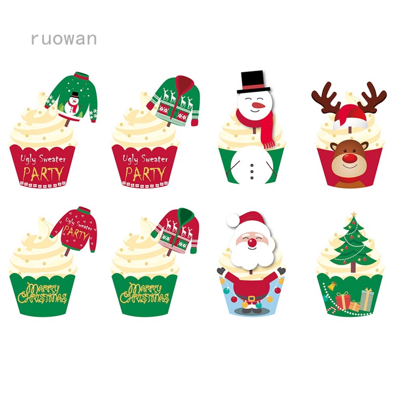 Cake Toppers Cupcake Wrappers Gingerbread Man Santa Bells