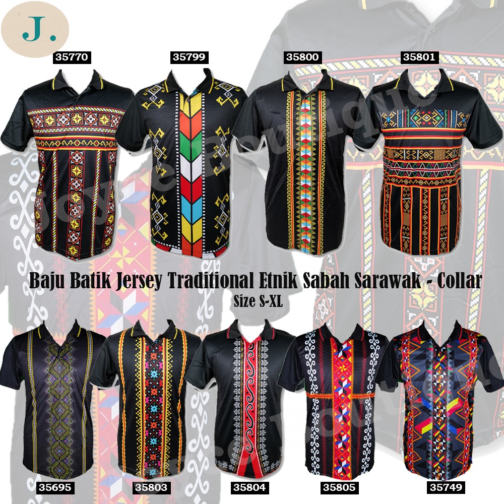 🔥ReadyStock🔥 Unisex Baju batik jersey traditional etnik sabah sarawak ...