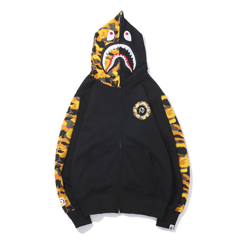 bape shark hoodie camo sleeve