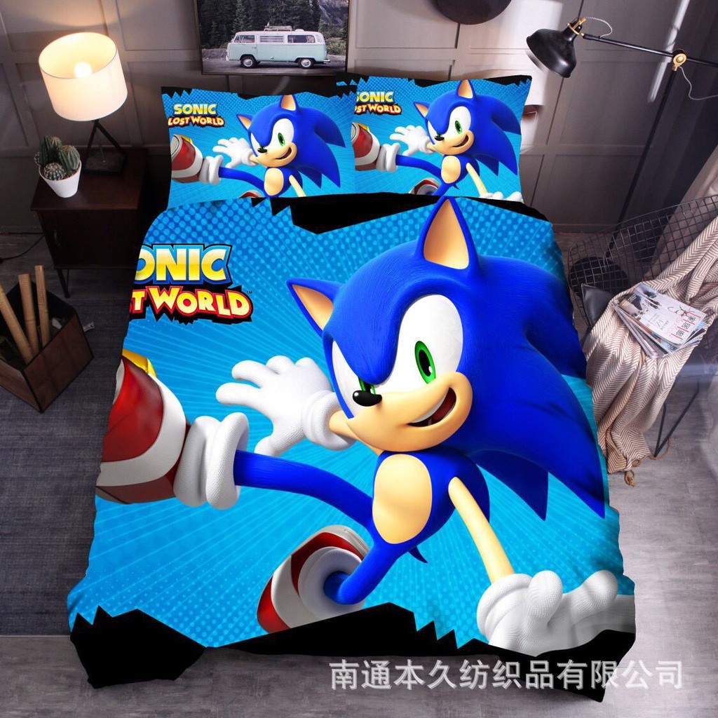 Sonic 3d Quilt Cover Hedgehog Cartoon Anime Home Textile Bedding