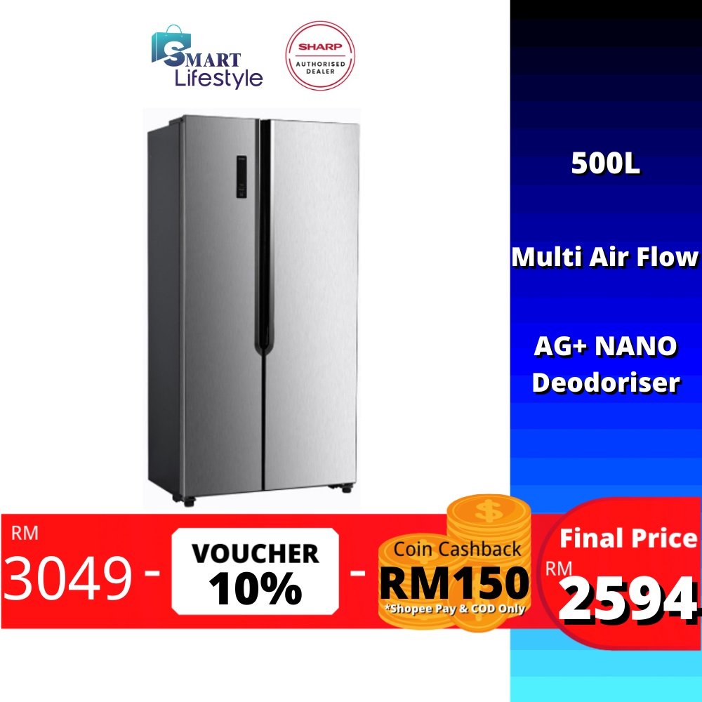 Sharp Side By Side Refrigerator (500L) SJX508MS | Shopee Malaysia