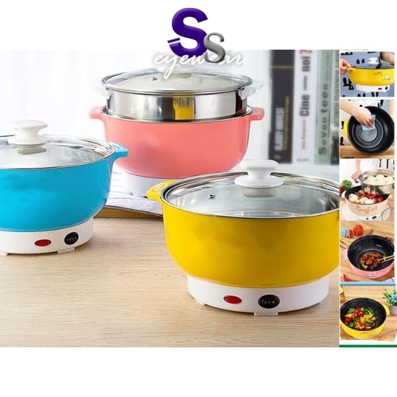 22CM Electric NonStick Ceramic Grill Frying Pan Rice Multi Function Cooker Mini Hot Pot Grill Steam