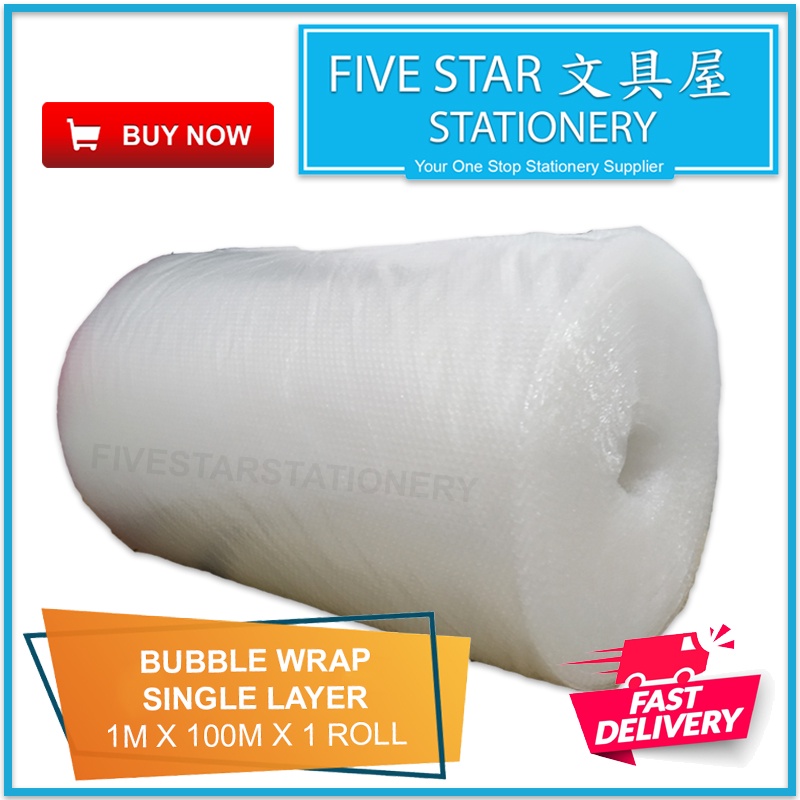 fivestar2u Bubble Wrap Single Layer 1m x 100m x 1roll Online Retail Extra Strong Packaging Wrap Shipping Packing Fragile