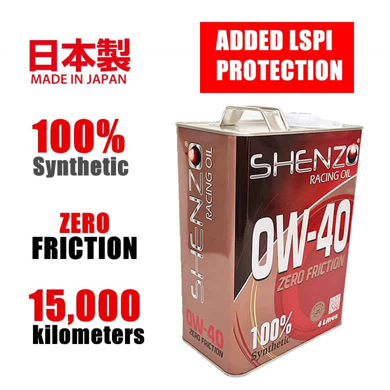 [NEW] SHENZO 0W40 Zero Friction LSPI & Non-LSPI (LOW SPEED PRE-IGNITION SYSTEM) Engine Oil 100% Fully Synthetic