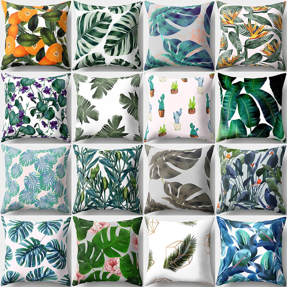 New Decorative Leaf Print Pillow Case Home Sofa Zippered Throw Cushion ...