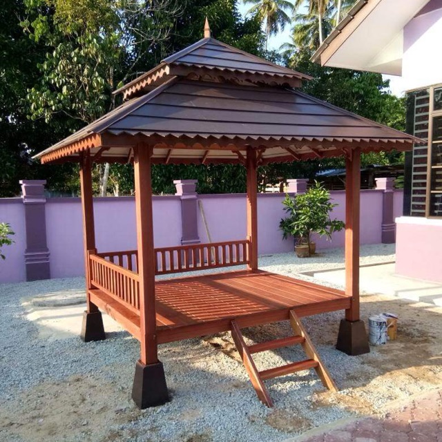  Pondok kayu  Gazebo warisan Kayu  Cengal Pasir siap 