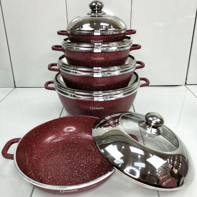 SET PERIUK  DESSINI ITALY 10pcs NON STICK CERAMIC  COATING 