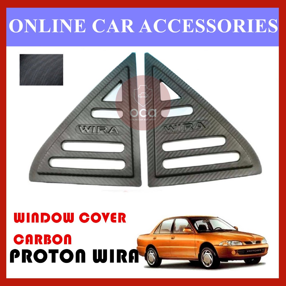Proton Wira (1993-2007) Triangle Mirror Panel Rear Side Window Cover Carbon 3D