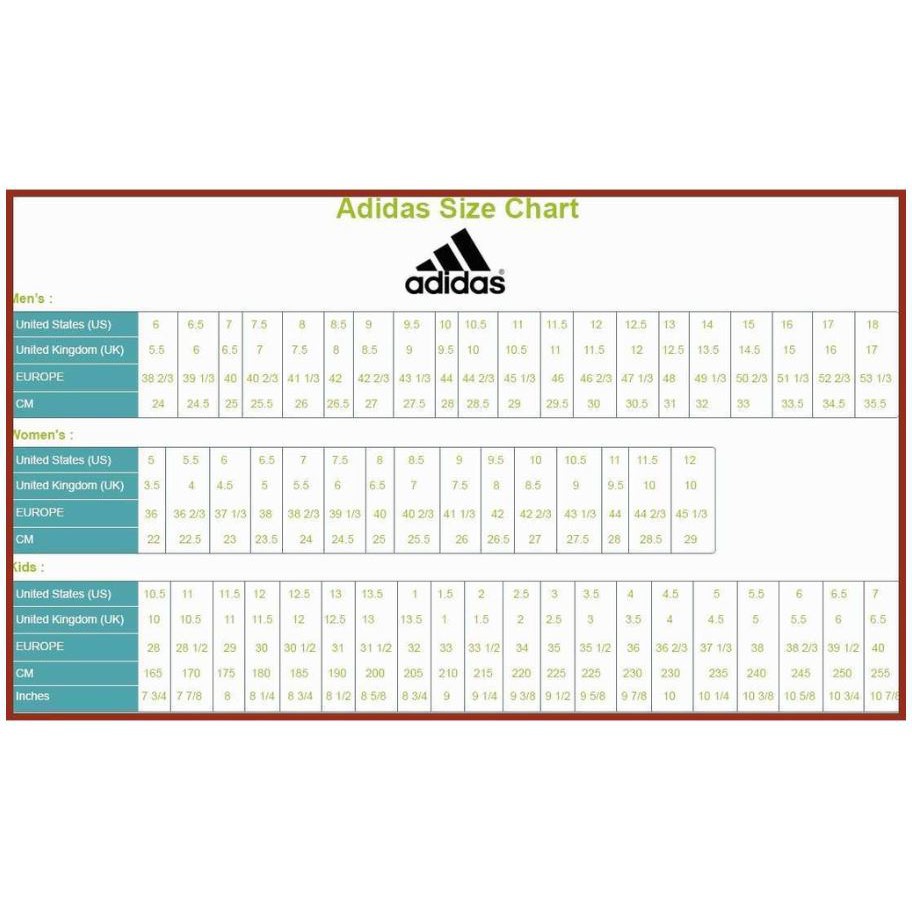 adidas shoe size chart for kids