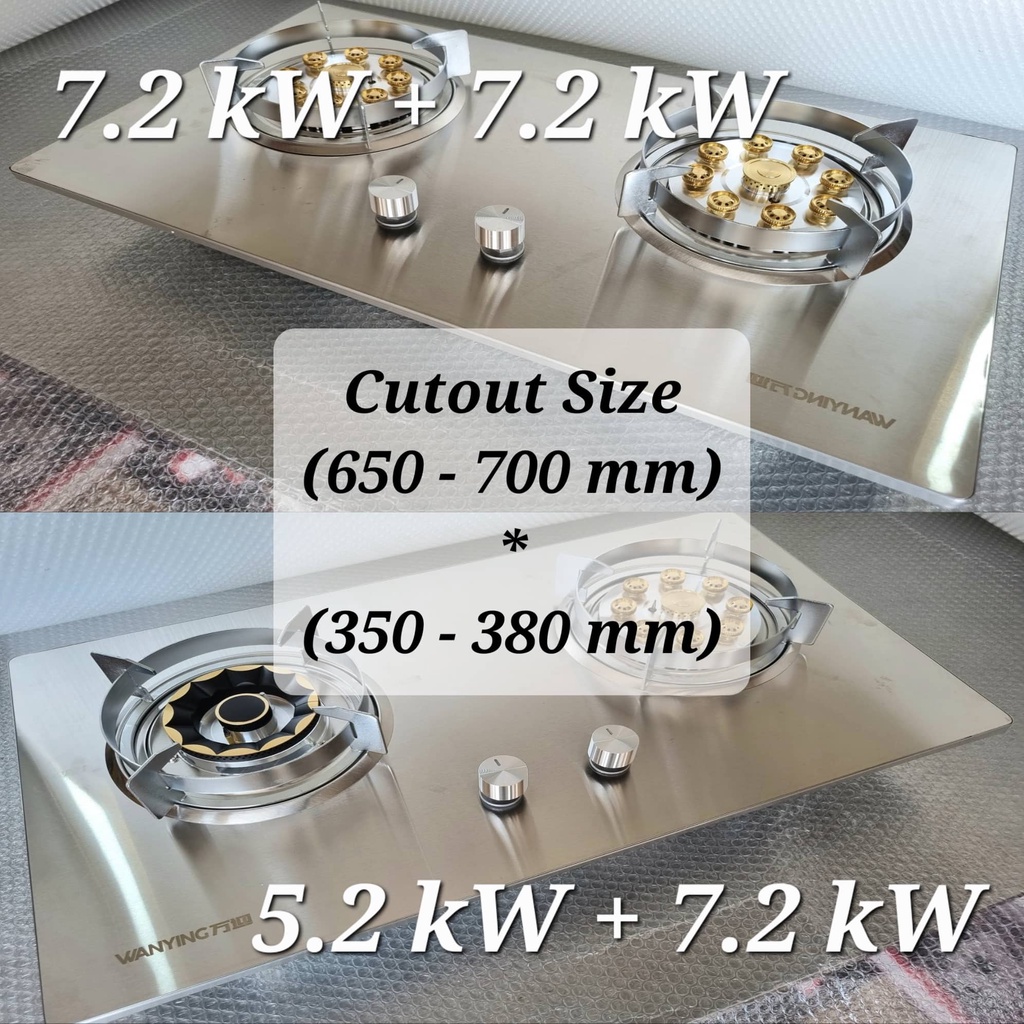 Stainless Steel Build In Gas Stove with Flameout Protection, 9 Cavities