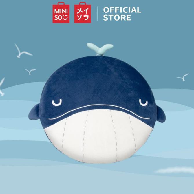 Original!! Miniso Sea Series Whale Flat Plush Toy, Dark Blue Shopee
