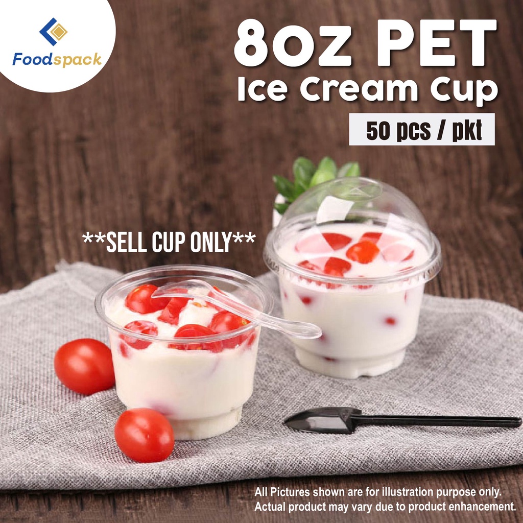 PET 8oz (92mm) Clear Cold Cup for Coffee / Tea / Mini Cup Cake / Mini