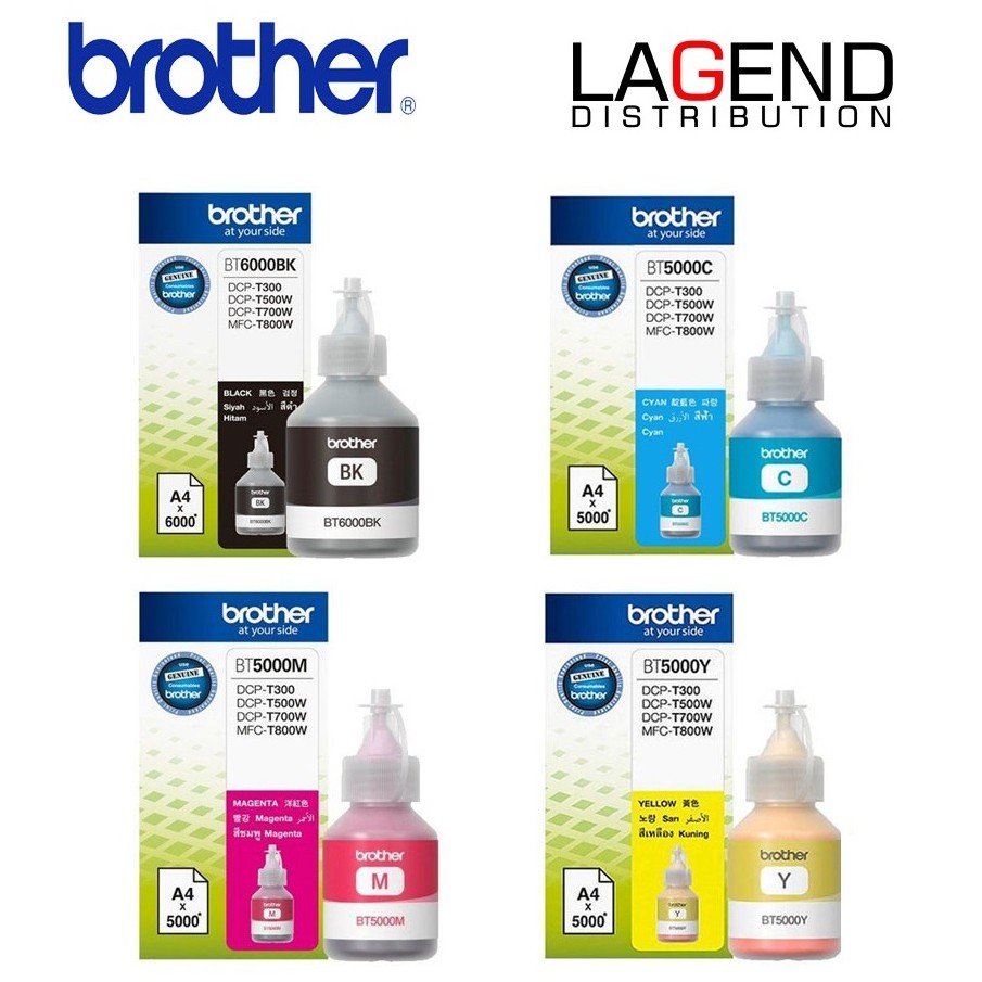 Set di pigmento BT6000BK/BT5000 bottiglie di inchiostro compatibili per Brother MFC-T800W 