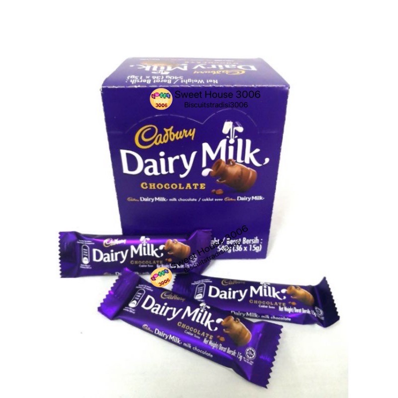 Cadbury 15g x 36pcs Daily Milk Chocolate Bar Childhood Memories Snacks Jajan Coklat Langkawi 火爆零食Sweet Hous