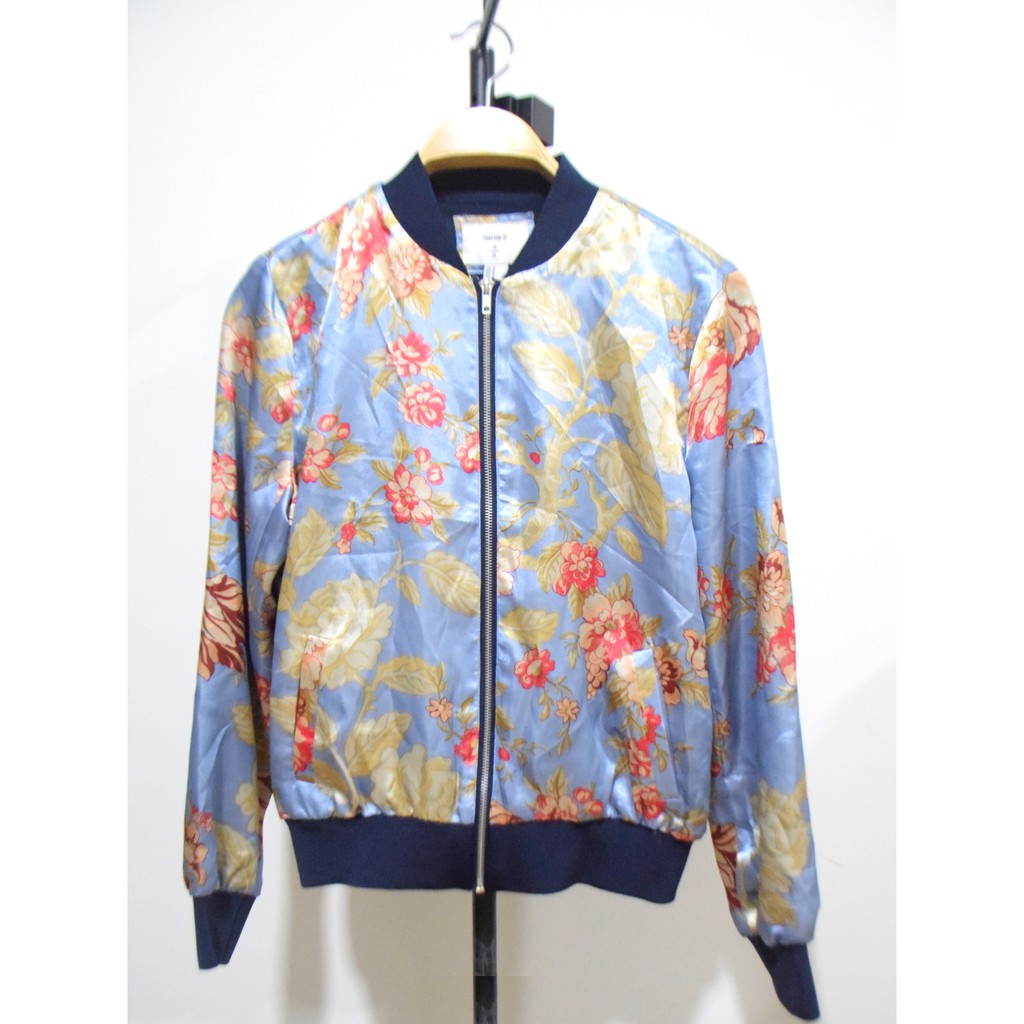 forever 21 blue bomber jacket