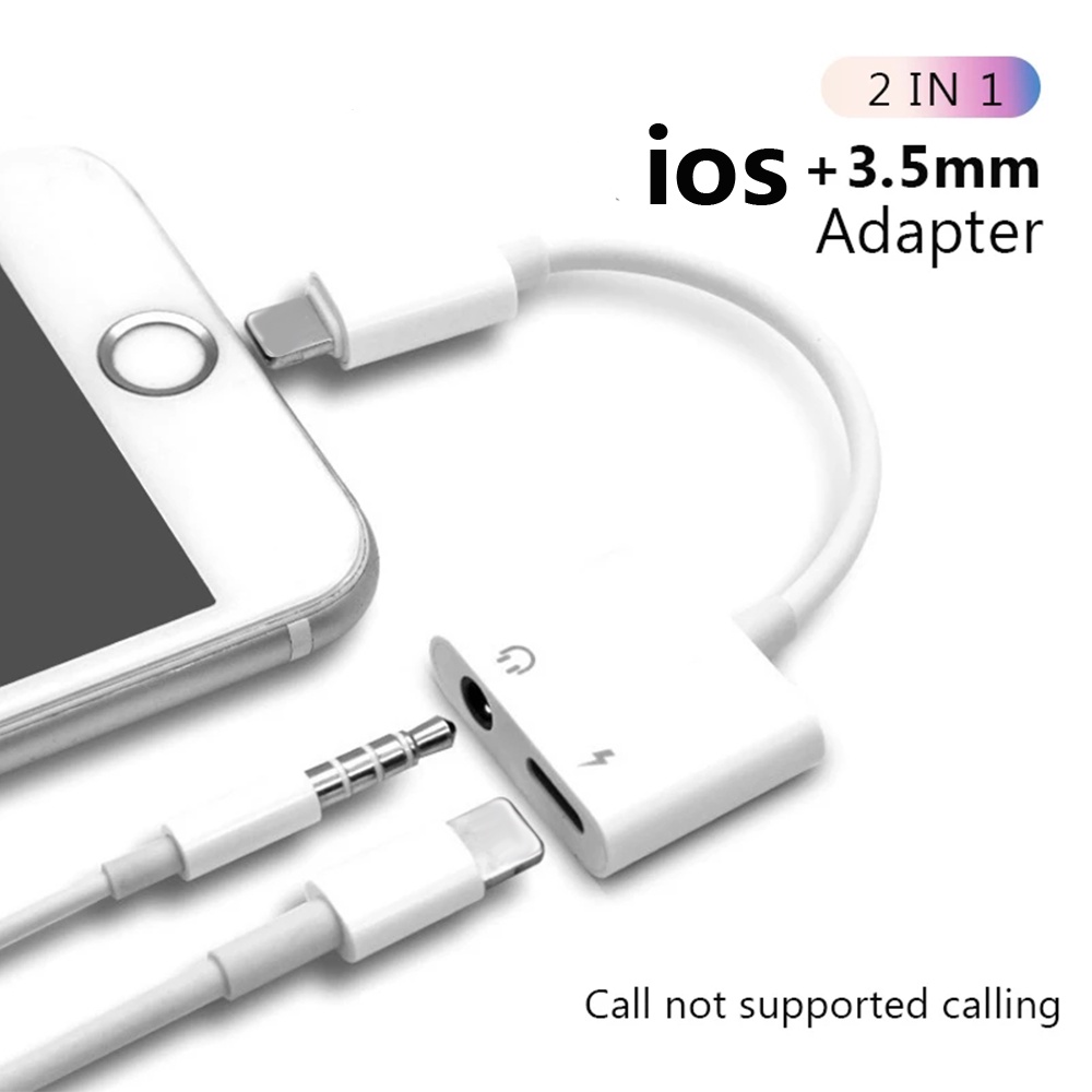 2in1 Splitter Adapter 3.5mm Headphone Jack Audio AUX Adapter Cable