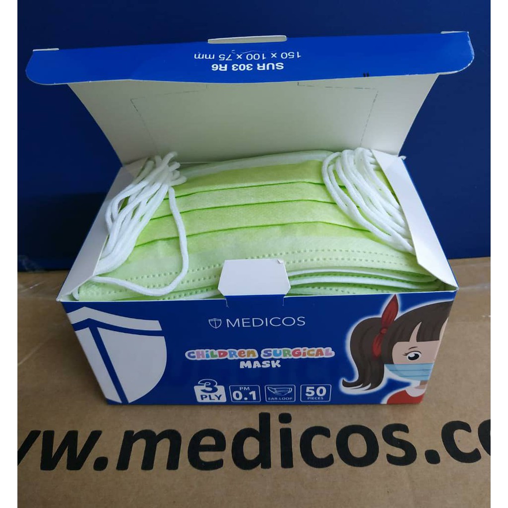 Medicos CHILDREN Surgical Mask, 3 ply ,Sub micron 0.1, Pink color