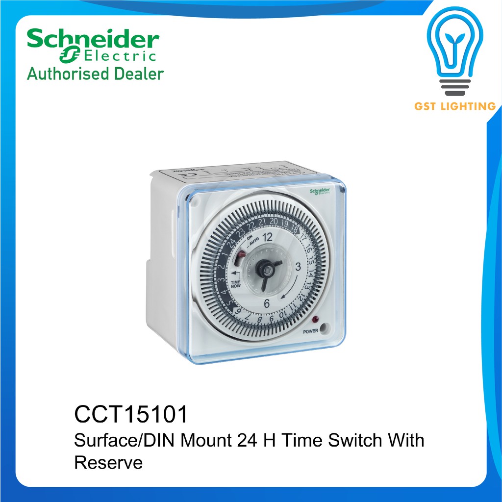 Schneider Timer CCT15101 Surface/DIN Mount 24 Hours Time Switch With Reserve Battery Shopee