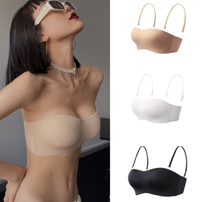 Seamless Strapless No Slip Women Bra Summer Thin Style Small Chests Push UP No Steel Ring Anti-Slip Invisible Beautiful Back Bra无痕 无肩带 防滑 美背内衣