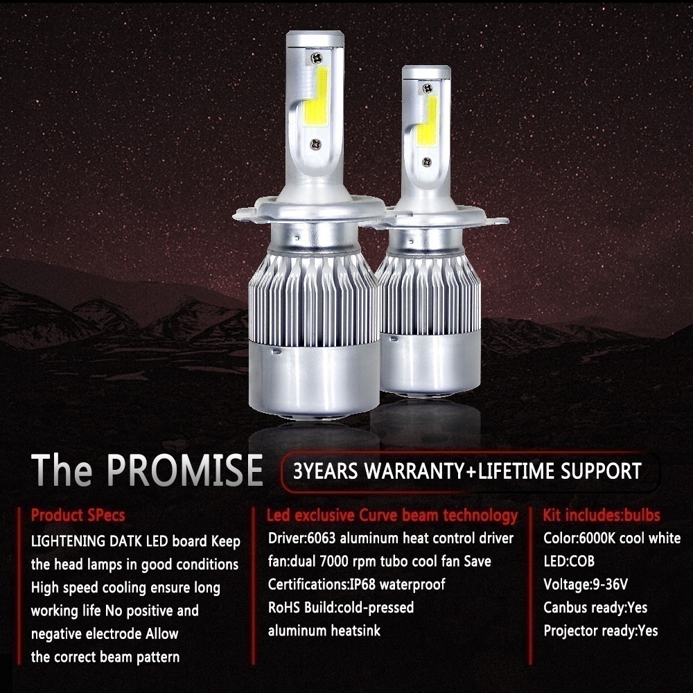 Reliable Durable Newest C6 Led Car Headlights 300W 30000LM Light Bulbs H7 H4 H1 H8 H9 H11 Headlamp 3000K 6000K 8000K ... - Image 3