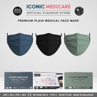 Image of Iconic 3 Ply Medical Face Mask - Plain (50pcs)