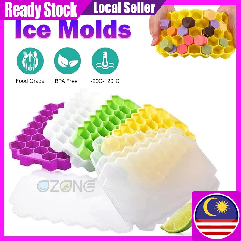 Ice Cube Tray with Lid Ice Cube Mold Honeycomb Silicone Ice Box Household Ice Ball Maker Kitchen Tools 冰球模具/制冰模具/冰格