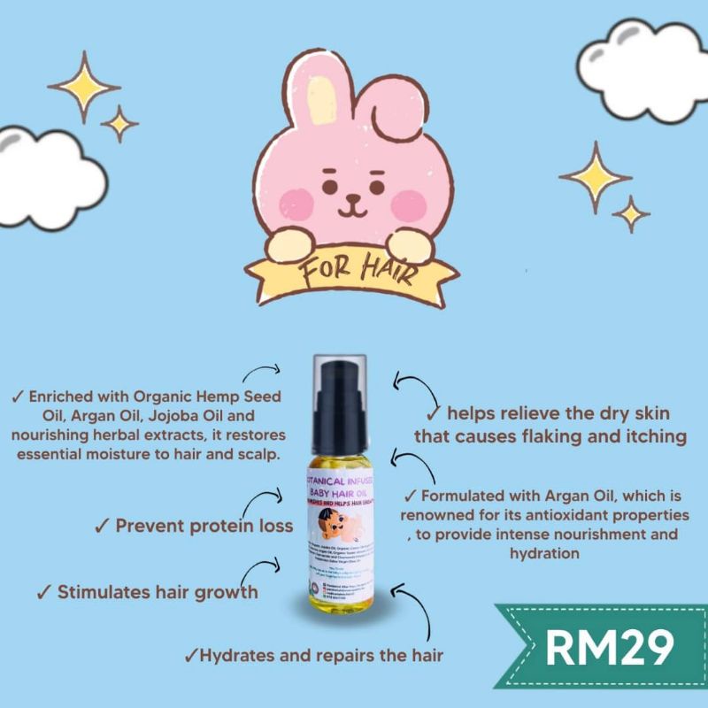 BOTANICAL INFUSED BABY HAIR OIL ORGANIC AND NATURAL | Shopee Malaysia