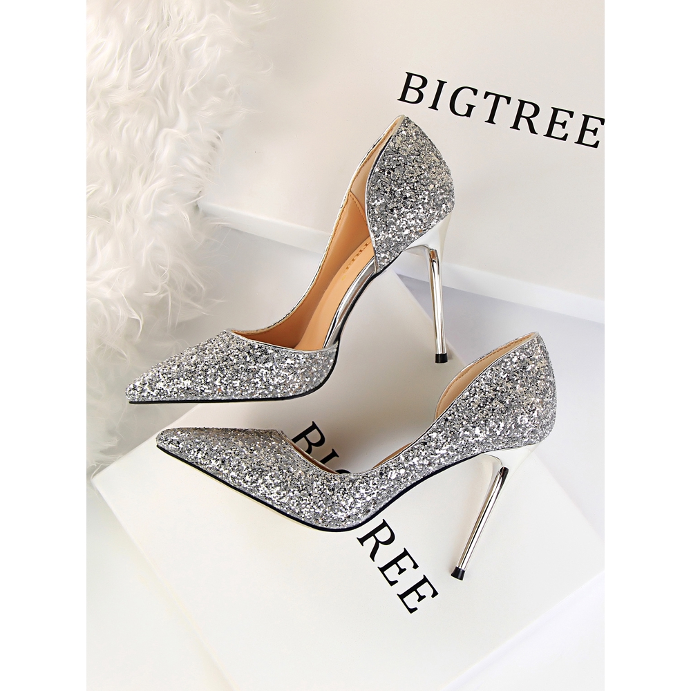 silver slipper heels