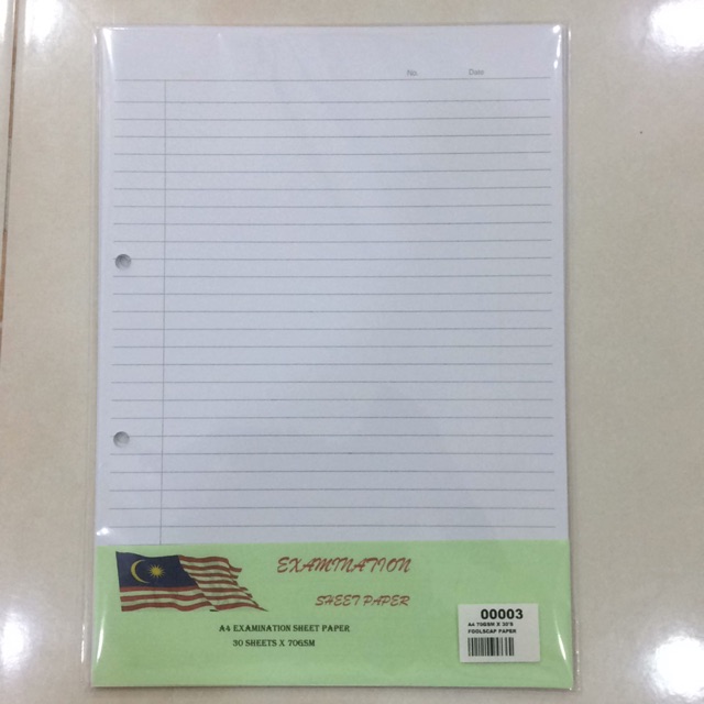 A4 70gms Foolscap Paper /Kertas Kajang / Exam Sheet (30 sheet) Shopee