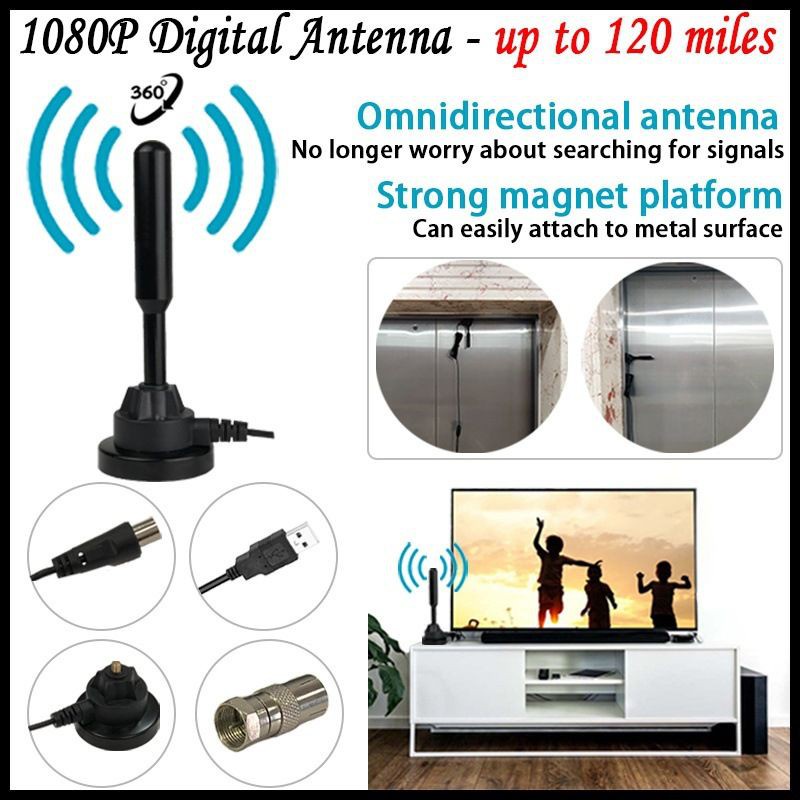 antena tv [With dual signal booster] Ultra-signal HDTV 1080P 300 miles VHF VHF digital indoor TV antenna built-in amplif