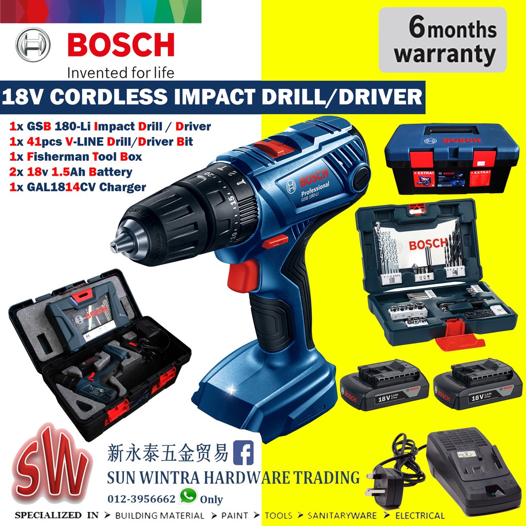 Combo Bosch Gsb180 Li Cordless Impact Drill Driver C W Fisherman