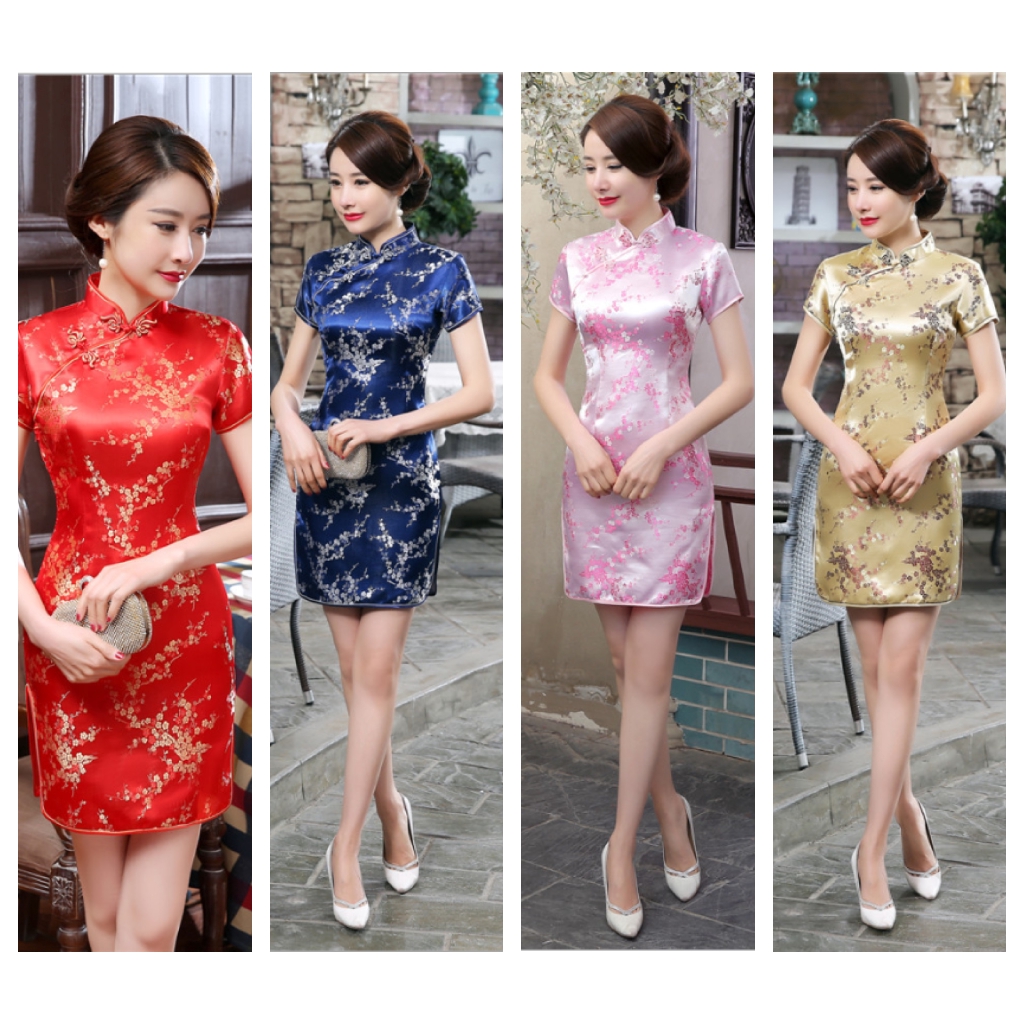 (🇲🇾Ready Stock) Cheongsam 旗袍 Traditional Chinese New Year CNY Red Blue ...