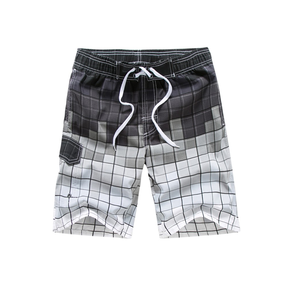 mens plaid swim trunks