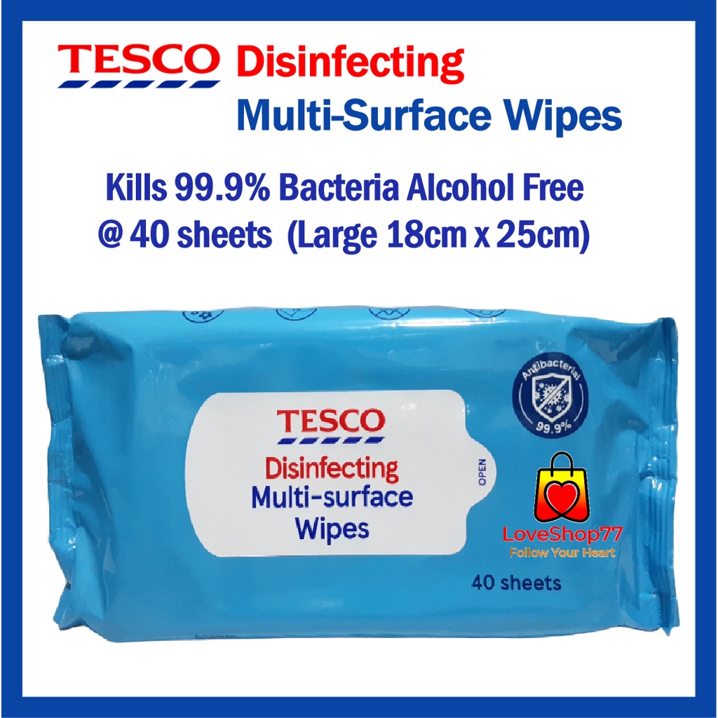 Tesco Lotus's MultiSurface Disinfecting Wipes 40 Sheets Tisu Basah