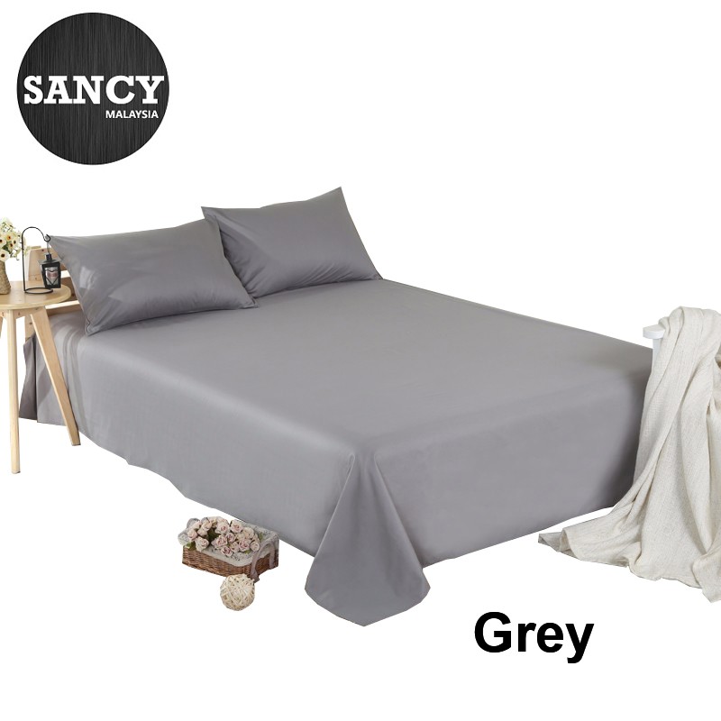 Sancy 3 In 1 Plain Bed Sheet Queen Size, Grey Queen Size Bed Sheets
