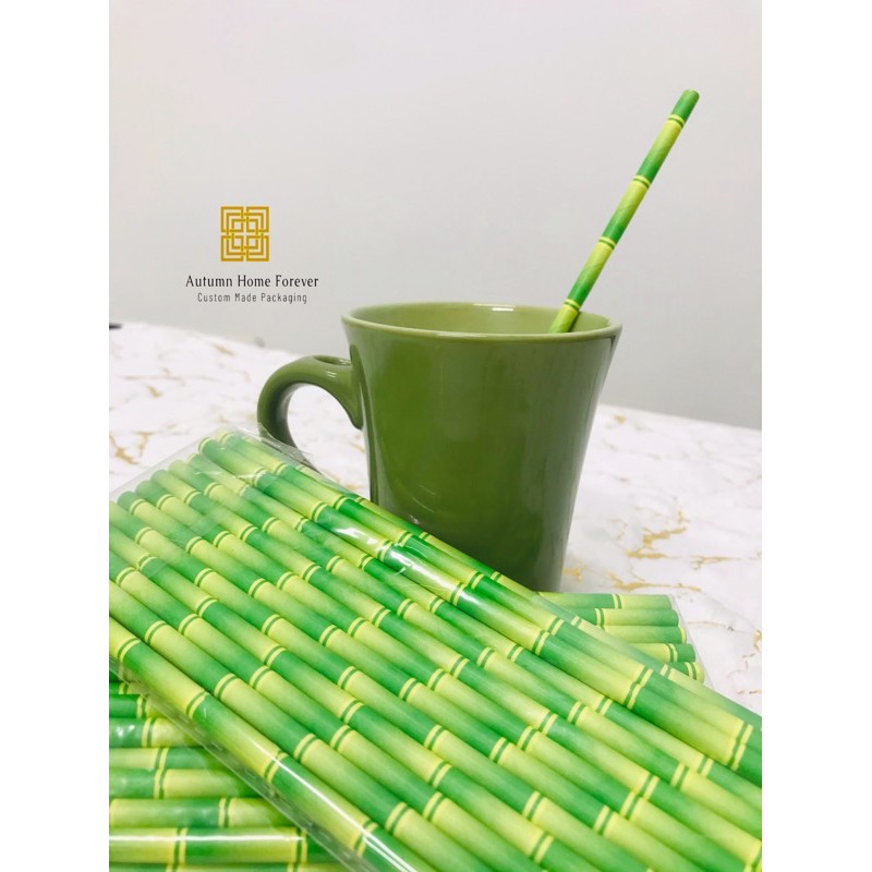 Ready Stock!! Green Bamboo Paper Drinking Straw Party Drinking Straw