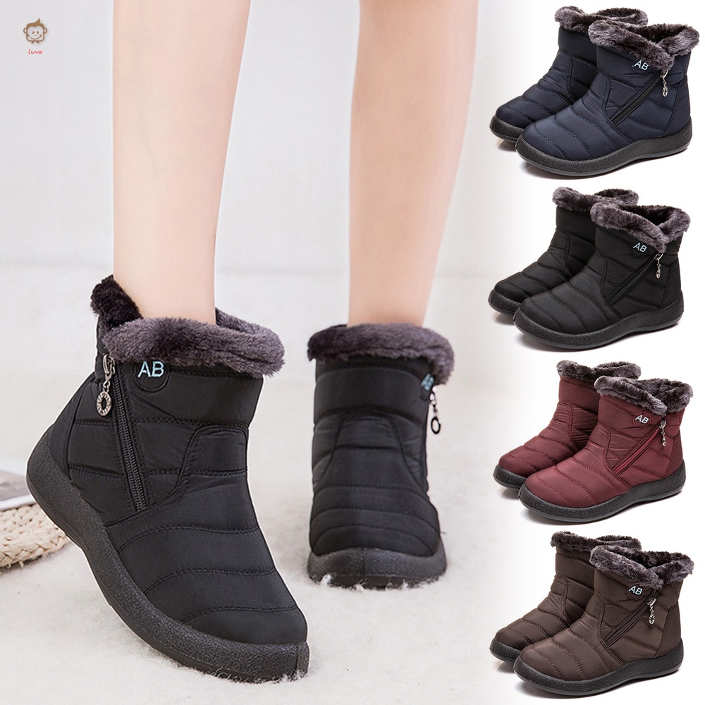 Women's Cold Weather Boots Plush Lined Waterproof Winter Boots Warm Materials Anti-Slip Rubber Sole Size 35-43 High Top Snow Boots Side Zipper