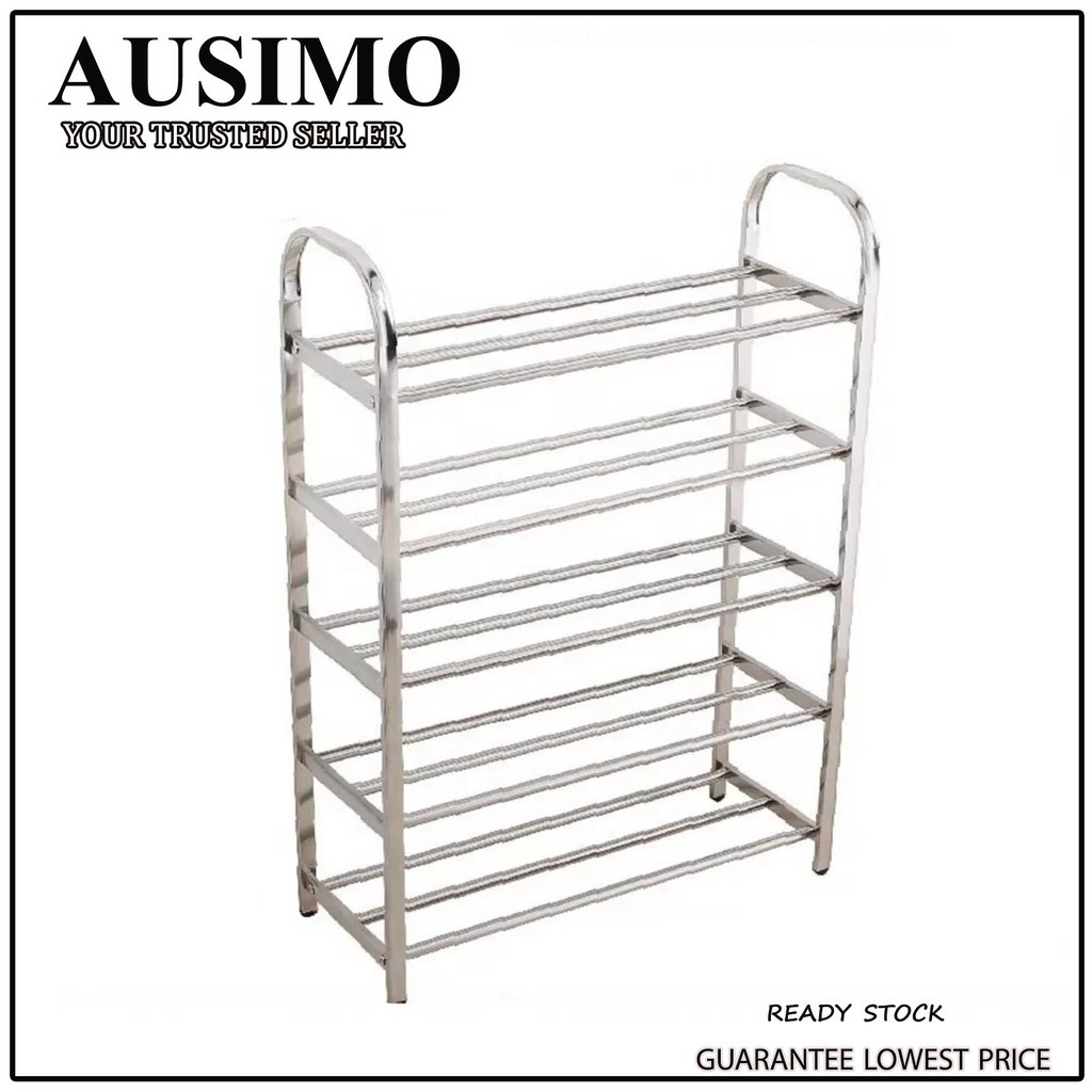 5 Tier Stainless Steel Shoe Rack Rak Kasut Multi Purpose Racks Shopee Malaysia