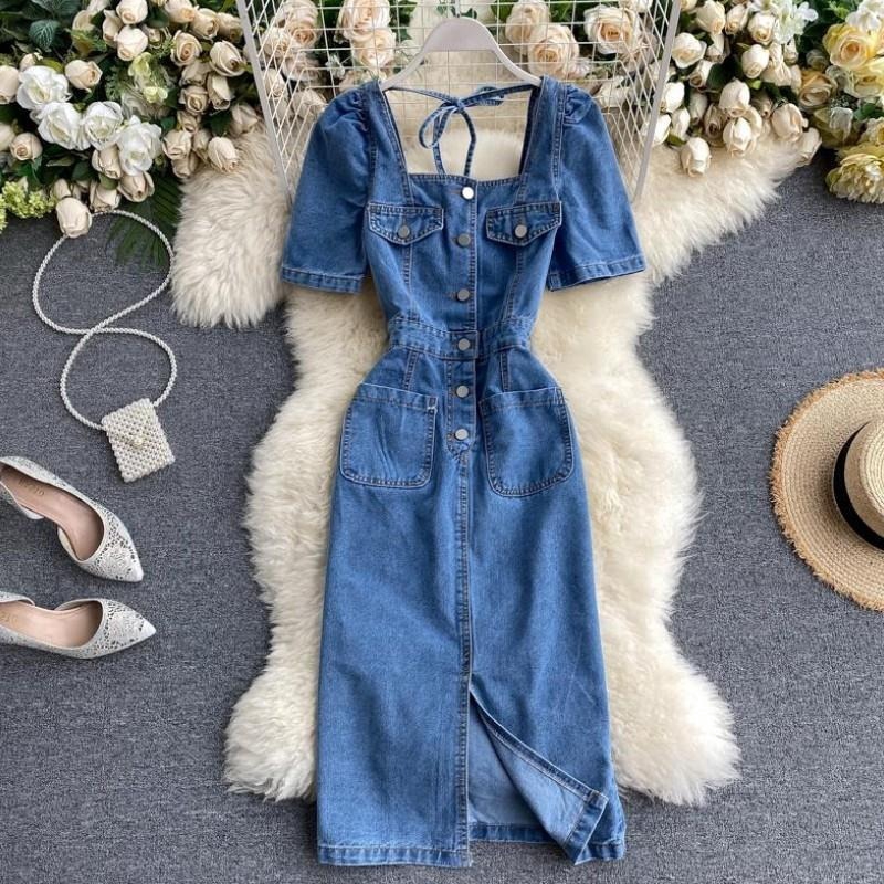 short sleeve blue jean dress